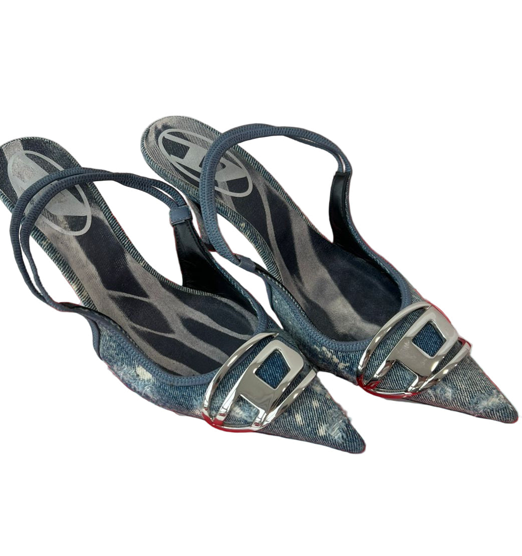 Diesel Denim Slingback Heels TAM 36BR