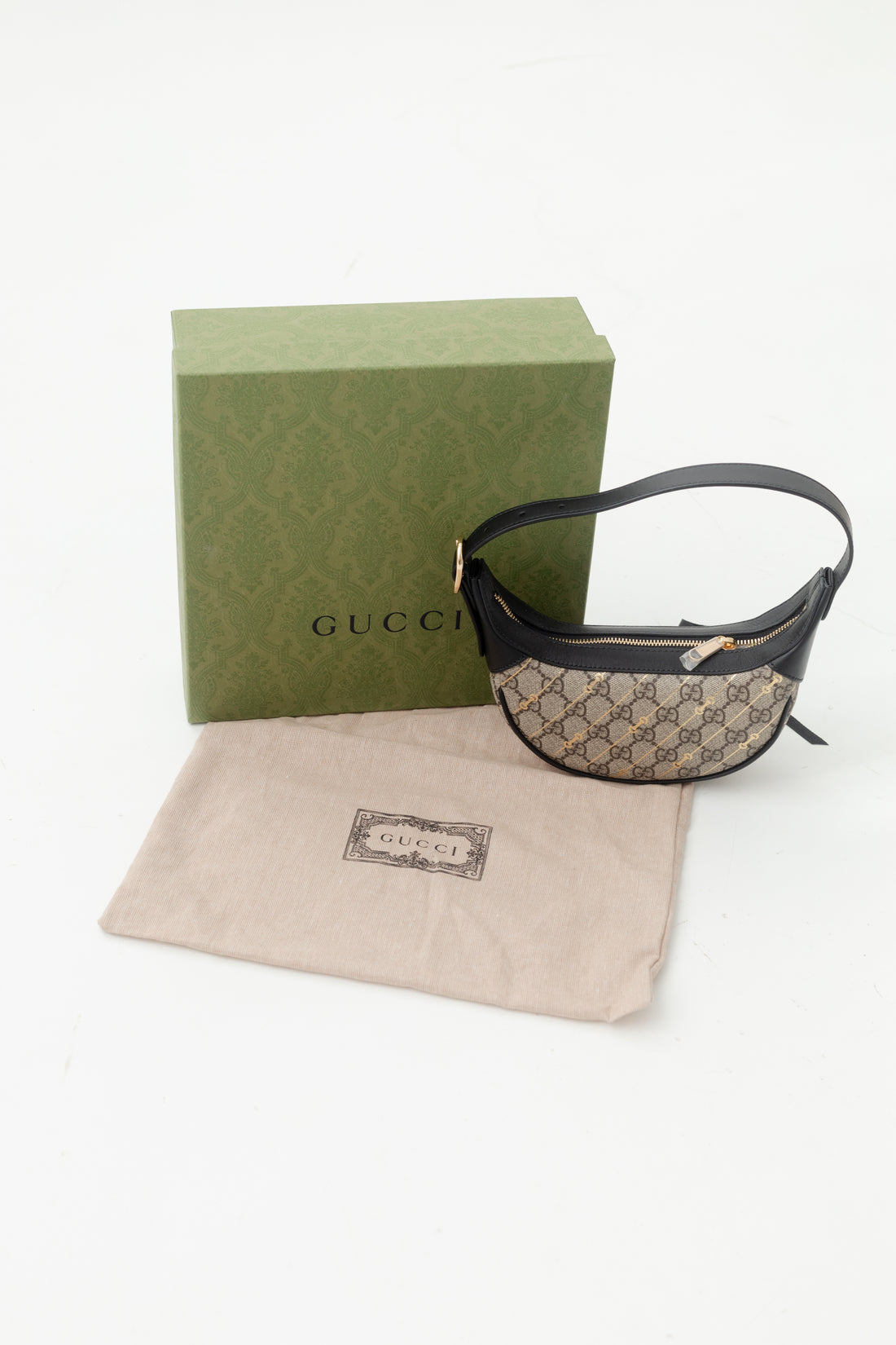 Gucci Mini GG Supreme Web Half-Moon Hobo