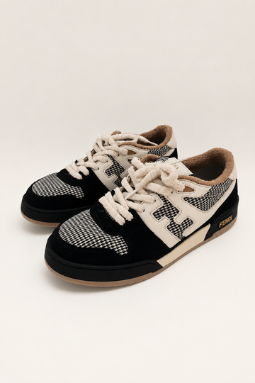 Fendi Match Suede Black Houndstooth Sneaker 39 BR