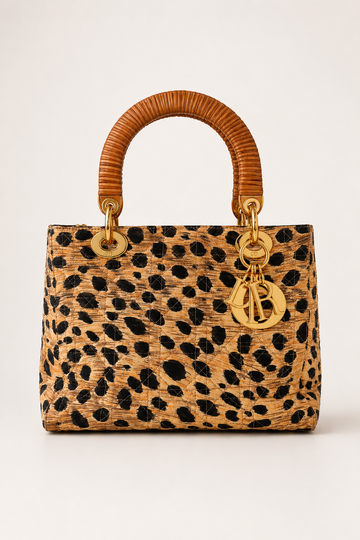 Christian Dior Leopard Canvas Lady Dior Vintage