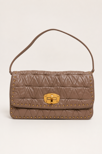 Bolsa Miu Miu Studded Matelasse Nappa Taupe