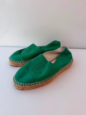 Espadrille Chanel CC Lambskin Verde 35BR