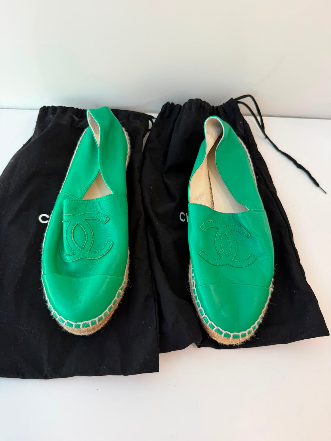 Espadrille Chanel CC Lambskin Verde 35BR